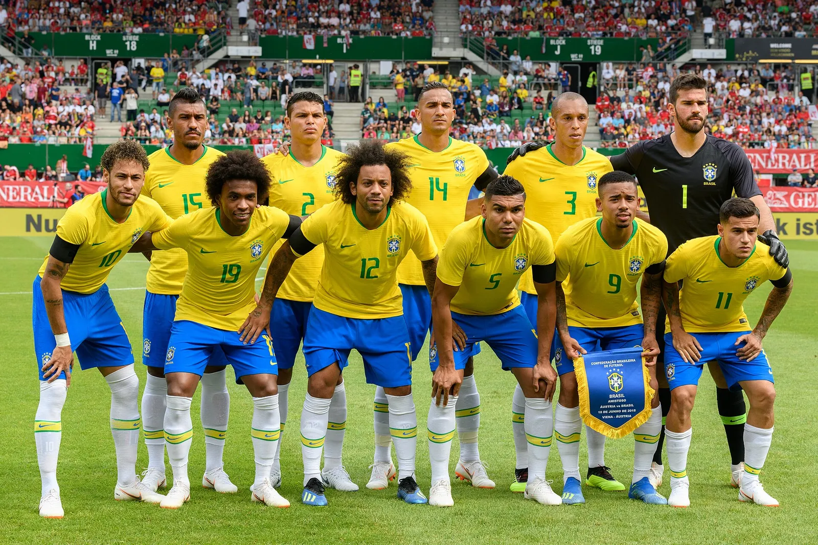 Die brasilianische Nationalmannschaft vor einem Länderspiel (Archivbild)