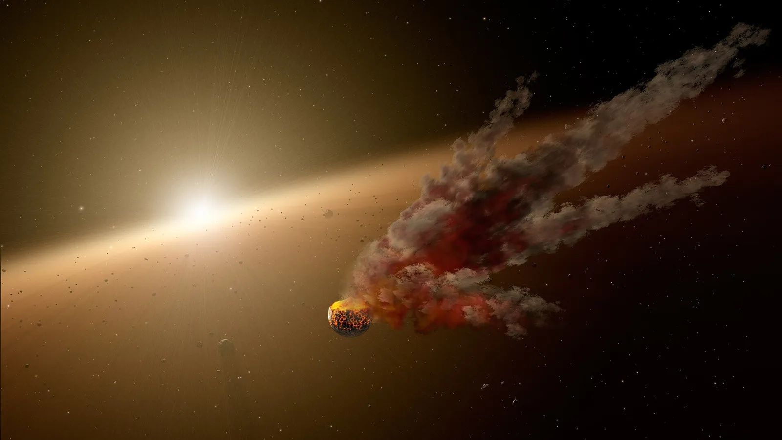 Künstlerische Darstellung einer Asteroidenkollision (Symbolbild, NASA/JPL)