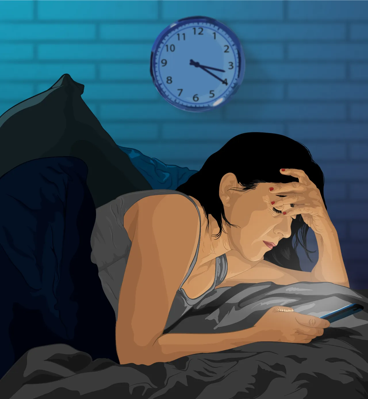 Person mit Smartphone in der Nacht (Symbolbild)